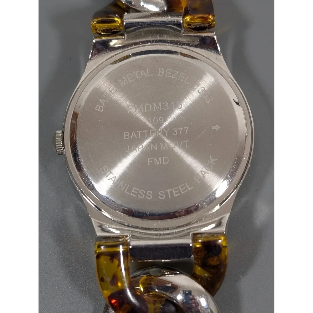 Women's Silver Tone Tortoise Link Watch Oversized Curb Chain Bracelet‎ 7